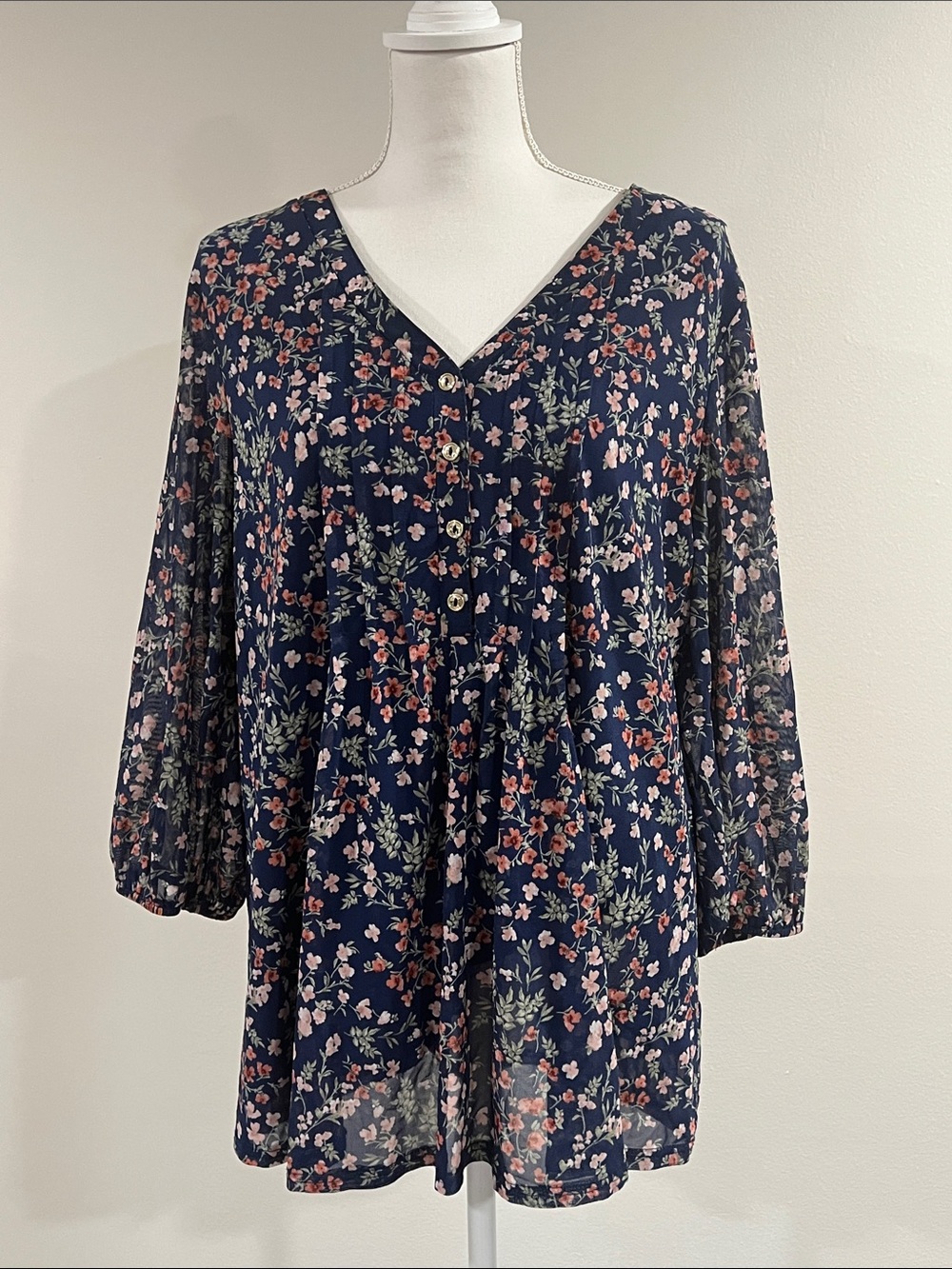 Siren Lily Boho Peasant Floral Blouse Sz 2XL